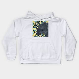 White Rhino From Africa on Geometric Pattern Kids Hoodie